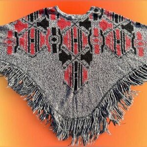 Mossimo Supply Co. Red and Black Patterned Poncho